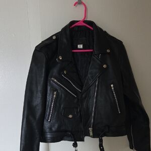 Black Leather Moto Jacket - Women's Classic Biker Style